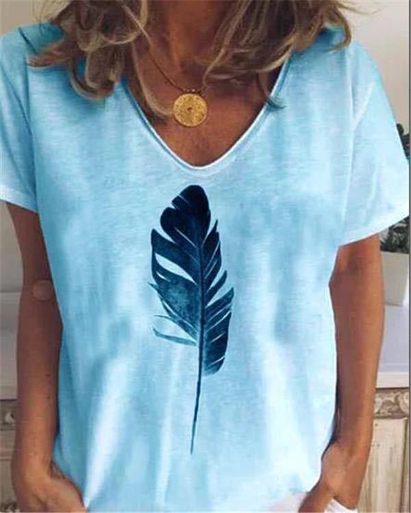 Plus Size Feather  Loose Casual Summer Women Holiday Blouse