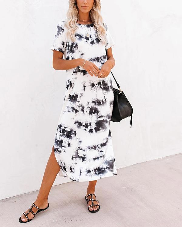 Women Tie Dye Knit Midi Dress