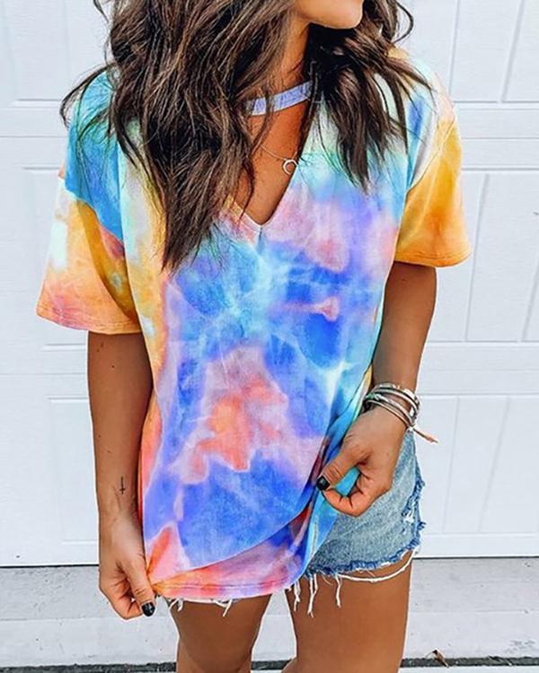 Short Sleeve Tie Dye Print T-shirt