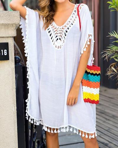 Plus Size Cover-Ups Polyester Natural Waist Solid Plus Swimwear