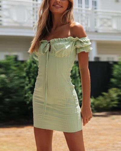 Sexy One-Neck Women's Fashion Lace Up Slim Fit Mini Dress