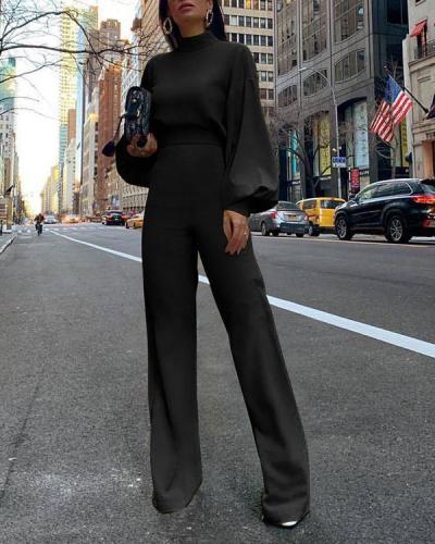 Long Sleeve Solid Elegant Jumpsuit