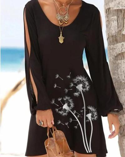 Black Crew Neck Casual Dresses