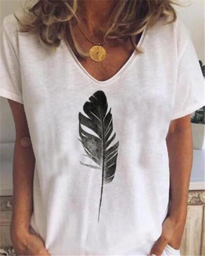 Plus Size Feather  Loose Casual Summer Women Holiday Blouse