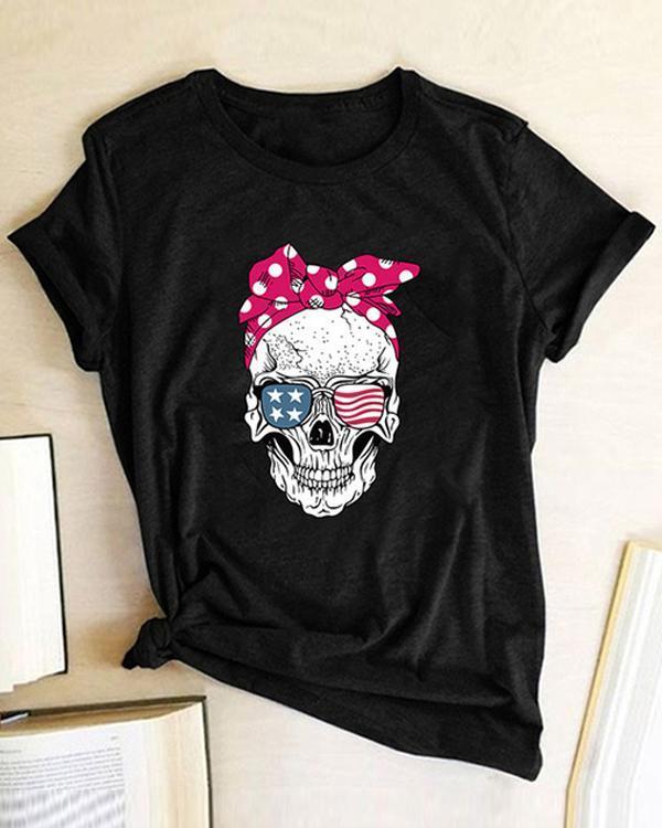 Skull Women Printed Daily T Shirt Tee