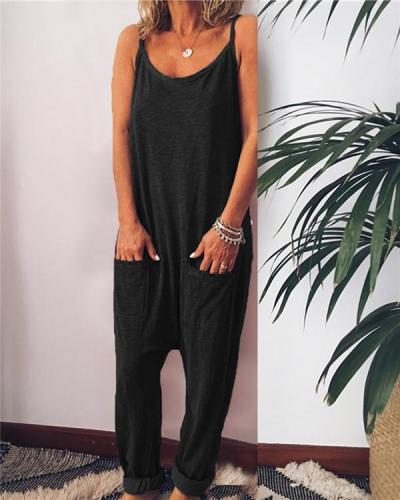 Solid Leisure Loose Casual Summer Jumpsuits