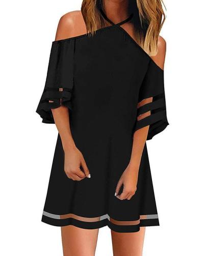 Solid 1/2 Sleeves Shift Above Knee Casual Dresses