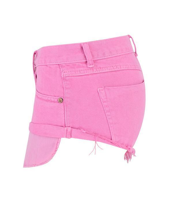 Macaron Pink Low Waist Crimping Jeans Shorts Pants