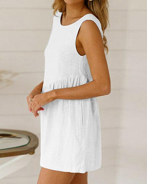 Sleeveless Loose Solid Casual Romper Jumpsuit