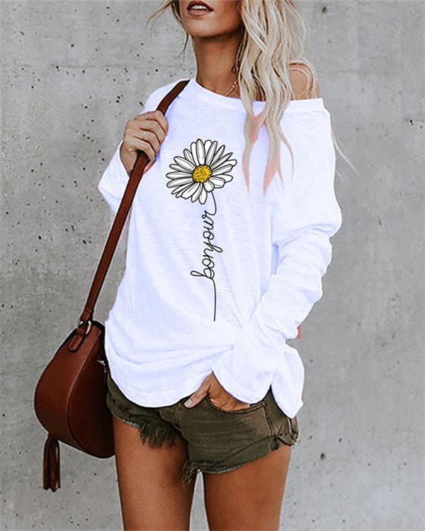 Floral Printed Cotton-Blend Long Sleeve Casual Shirts & Tops