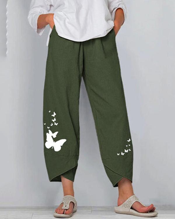 Plus Size Abstract Print Women's Casual Pants