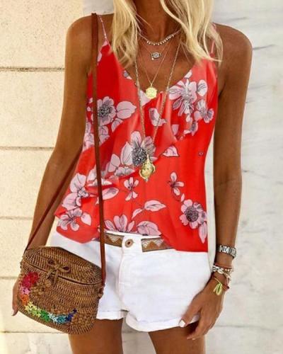 Floral Casual Camisole Sleeveless Blouses
