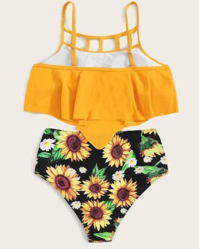 Sunflower Print Bikini Set