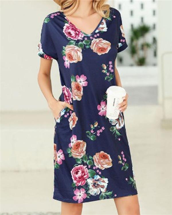 Camouflage Short Sleeve Casual Dresses