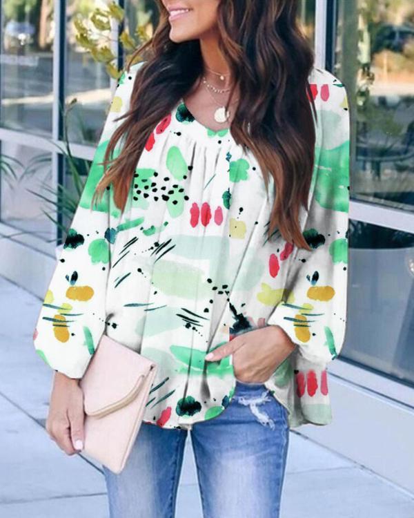 Women Flower Long Sleeve Tops