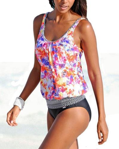 Printed Sexy Tankini Swimsuit Plus Size Bathing Suit