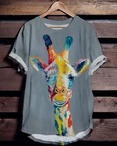 Women Animal Printed Short Sleeve Shirts