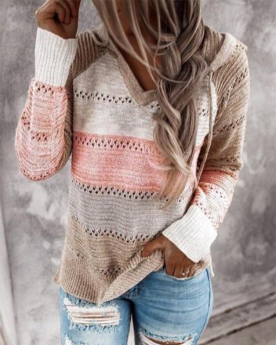 Hollow Out Knitted Lightweight Hoodie Sweater
