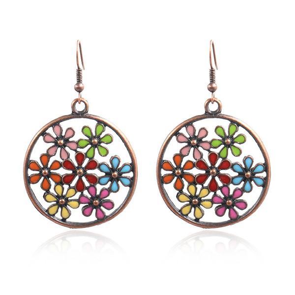 Fashion Round Cutout Flower Earrings