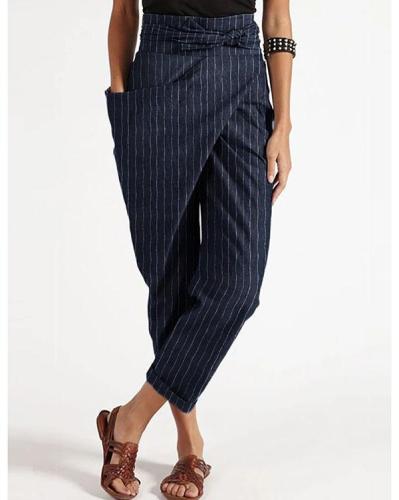 Casual Wrap Pocket Irregular Harem Pants With Belt