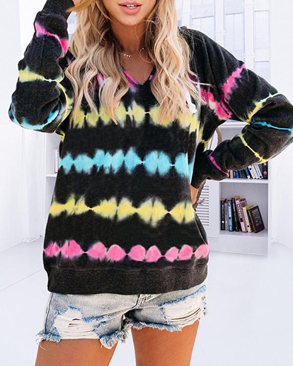 Plus Size Tie-dye Printed Hooded Sweatshirt