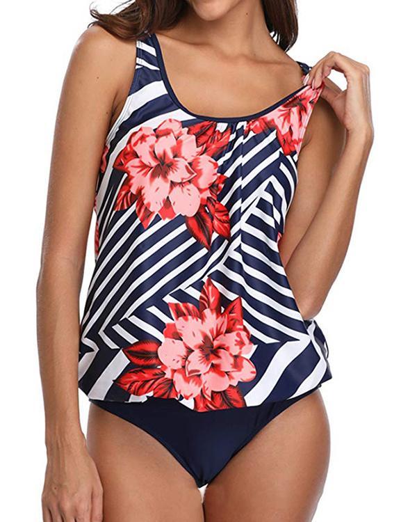 Print Casual Tankini Swimsuit