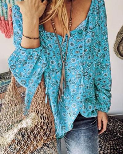 Plus Size Floral Ruffled Printed Blouse