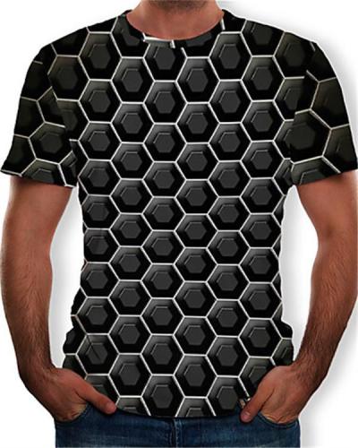 Men's T-shirt - Color Block / 3D / Graphic Print Round Neck