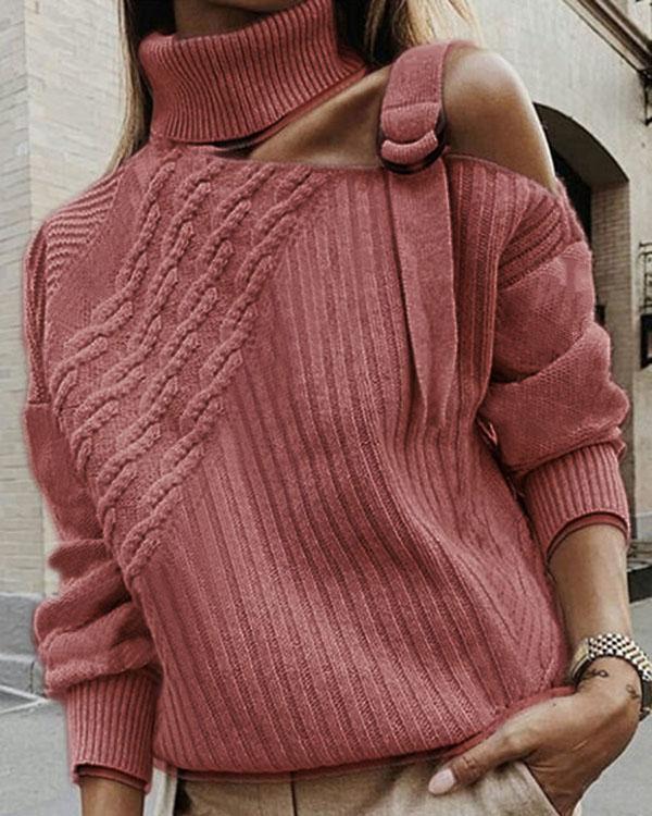 Plus Size Plain Long Sleeve Casual Sweater