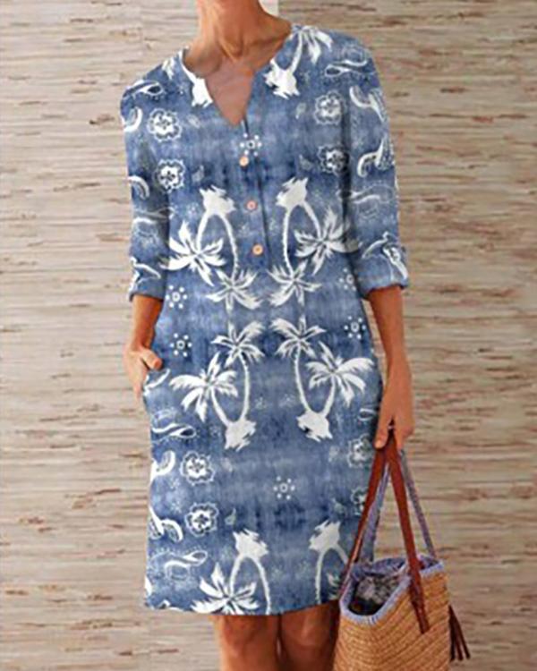 US$ 34.98 - Plus Size Casual Flower Print 1/2 Sleeve Dresses - www ...