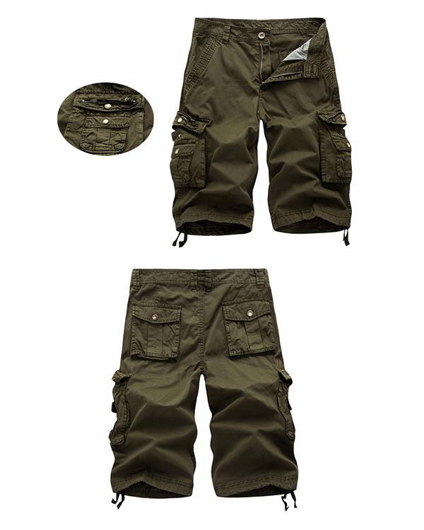 Men's Summer Cargo Solid Soft Multi-Pocket Shorts
