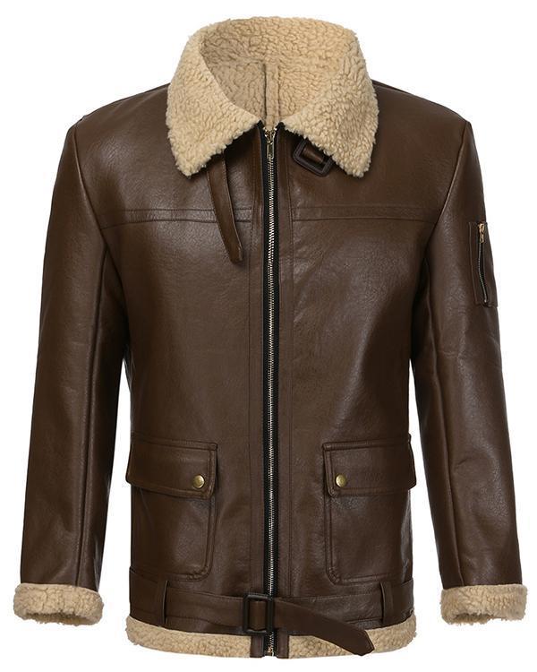 Vintage Leather With Plush Jacket
