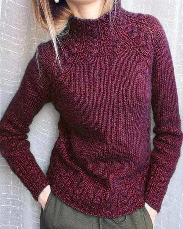 Turtleneck Solid Color Vintage Sweaters