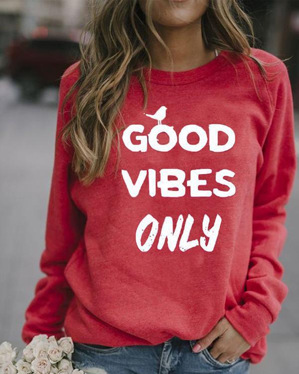 Women Letter Print Casual Round Neckline Sweatshirts