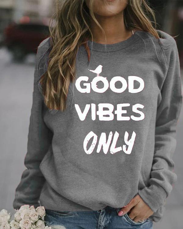 Women Letter Print Casual Round Neckline Sweatshirts