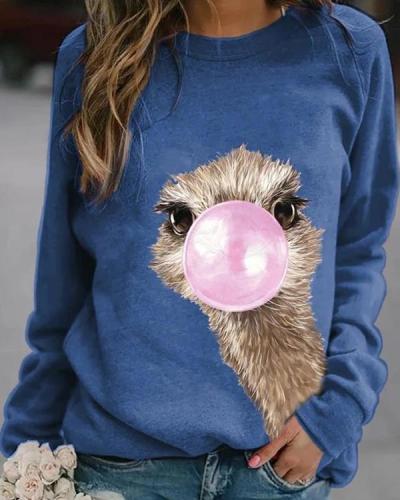 Animal Cute Round Neckline Sweatshirts