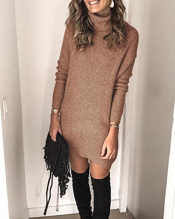 High Neck Pullover Long Sleeve Dress