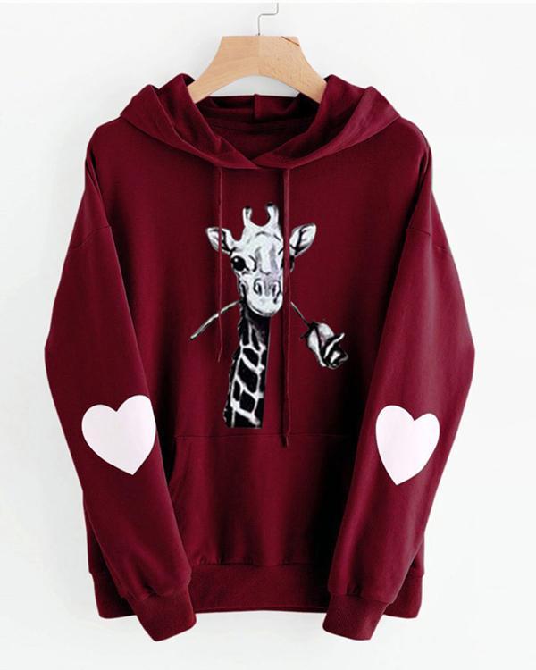 Women Print Casual Long Sleeve Cute Hoodies