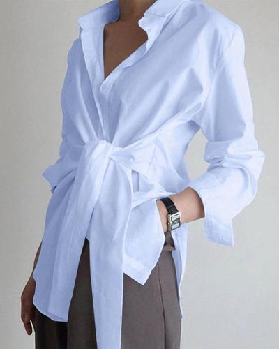 Long Sleeve Tie Front Shirt