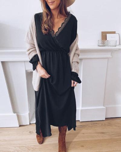 Casual Long Sleeve Solid Colour Elastic Maxi Dresses