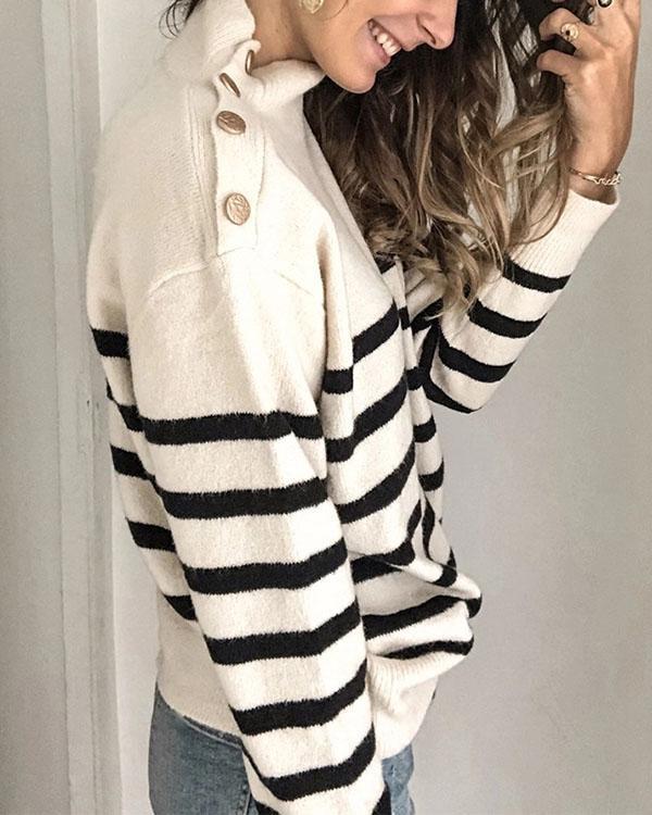 Women's Casual Striped Turtleneck Sweater