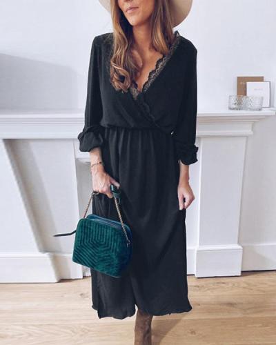 Casual Long Sleeve Solid Colour Elastic Maxi Dresses