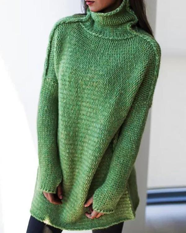 Turtleneck Knitted Long Sleeve Sweaters Plus Size Pullovers Jumpers