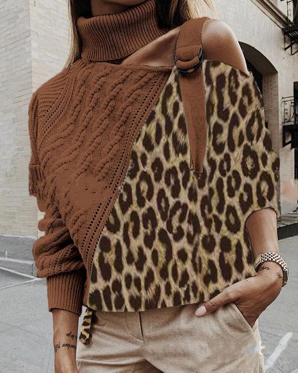 Fashion Leopard Colorblock Sweater