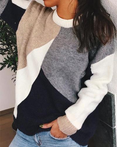 Color-Block Geometric Women's Sweaters