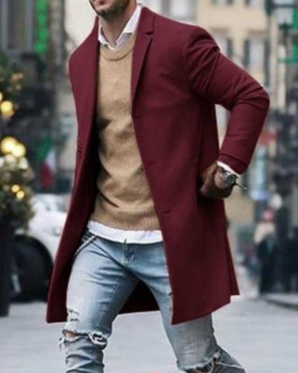 Men Cotton Blend Suit Design Warm Coat Men Casual Trench Coat