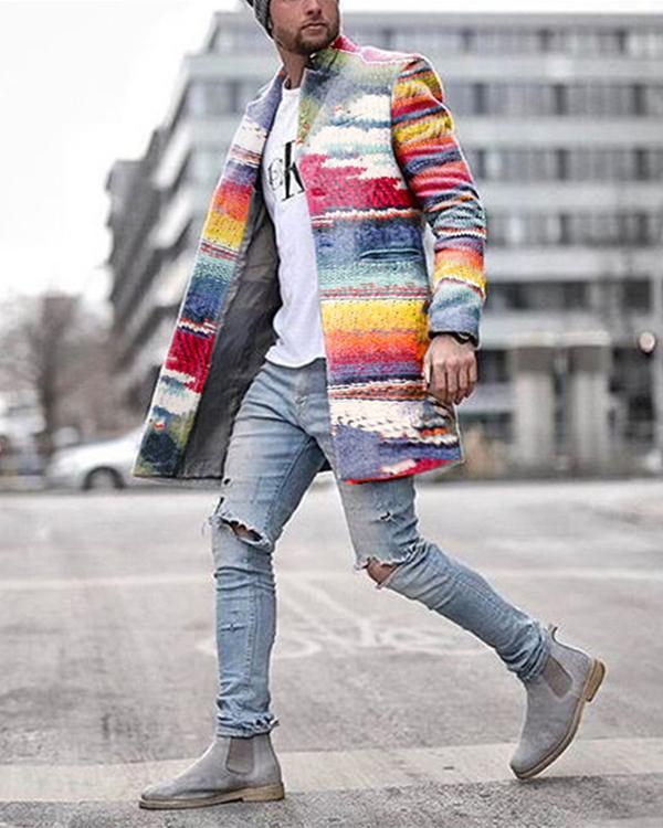 Fashion Business Rainbow Print Coat