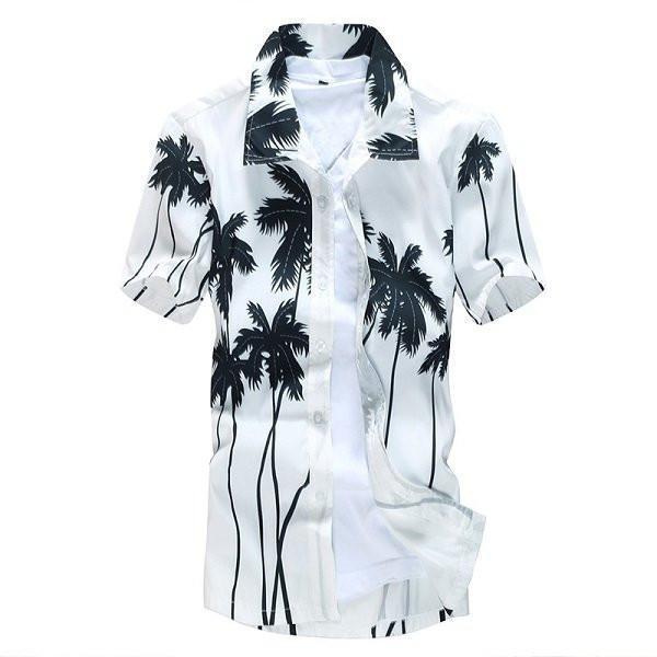 Aloha Beach Quick Dry Coconut Tree Printing Loose Hawaiian Shirts