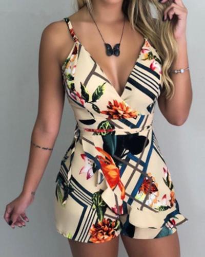 Sleeveless Printed Sling Romper