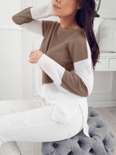 Knitting Patchwork Sweaters with Hollow Out Design Tops